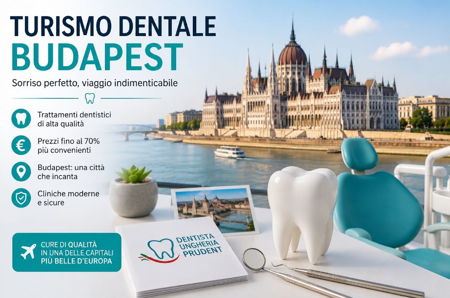 Turismo dentale a Budapest presso La Porta Dental con vista sul Parlamento ungherese